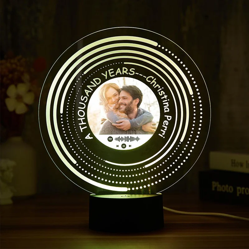 Song Plaque, Christmas Gift, Anniversary Gifts for Him Personalized, Photo Night Light, Custom Music Plaque with Photos Music