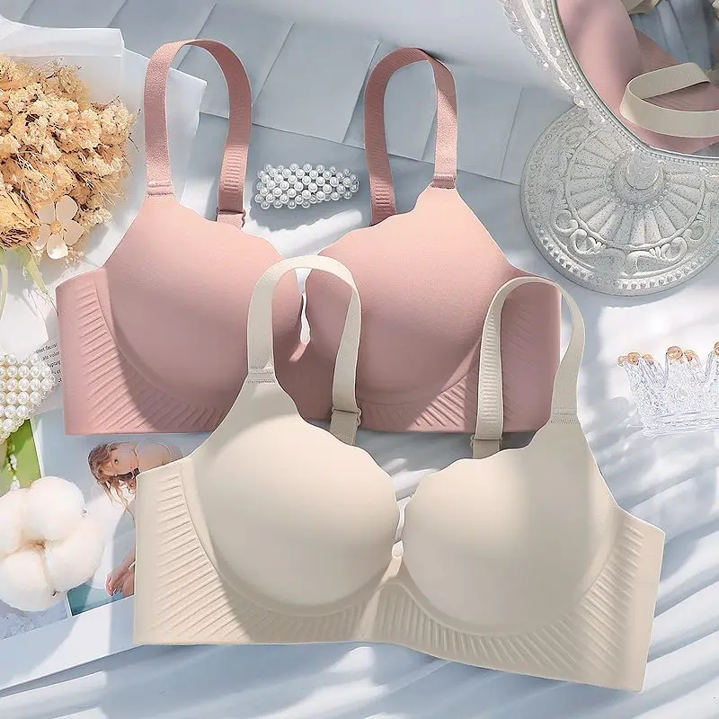 

New Traceless Underwear Women's Small Chest Gathers to Show Big Thickening Mantou Cup Shrink Side Breast Anti Sagging Bra