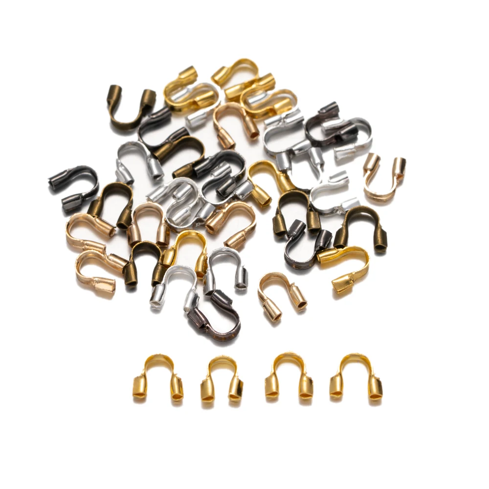 100-500pcs 4.5X4mm Wire Protectors Wire Guard Guardian Protectors loops U Shape Clasps Connector For DIY Jewelry Making Crafts