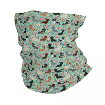 닥스 훈트 꽃 빈티지 꽃 개 두건 목 커버 인쇄 동물 발라클라버스 얼굴 스카프 사이클링 스카프 승마 남여 성인 