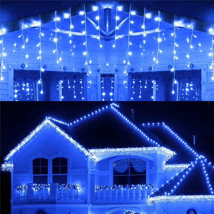 Waterproof Outdoor LED Icicle Fairy Garden Light 5M EU Plug Christmas Curtain String Lights for Mall Party Wedding Garland Decor