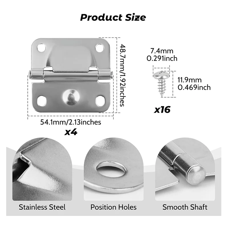 A84X-Cooler Hinges Replacement Kit For  Stainless Steel Hinges Replacement Cooler Accessory