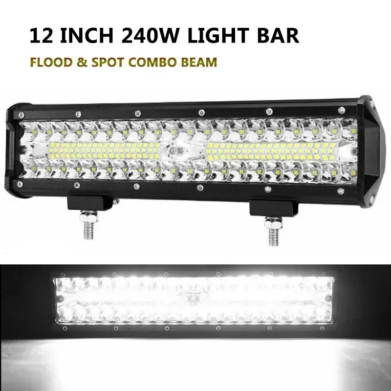 12 inch 240W LED Light Bar For Car Driving Vehicle Offroad Accessories 4x4 Truck  ATV SUV Work Light Car Headlight Combo Beam