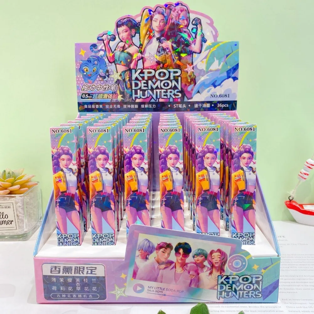 

Blind Box Student Writinng Gel Pen 0.5mm Anime Figure Stationery Supplies 6/12/18Pcs KPop Demon Hunters Rumi Black Ink Pen