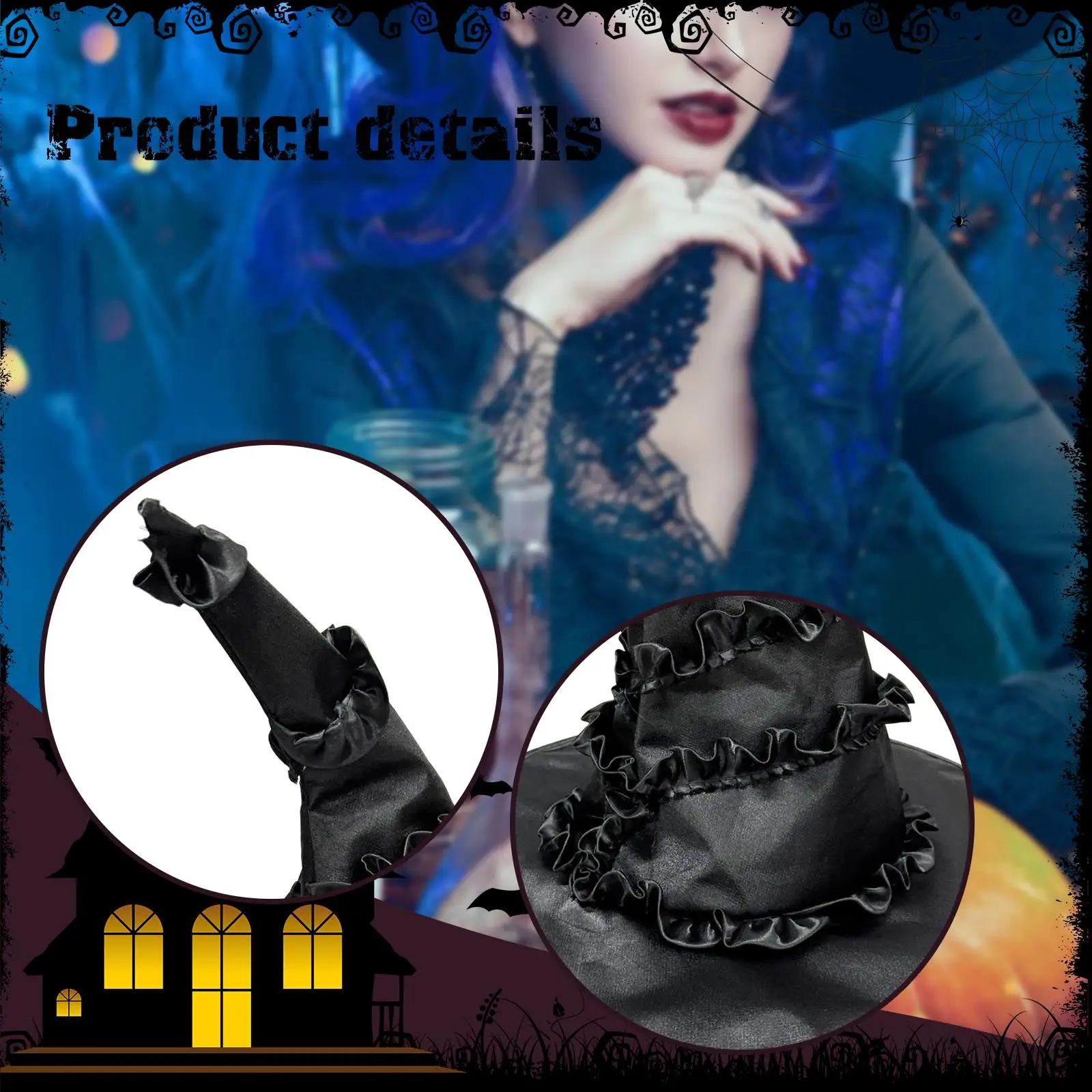 Sombrero de bruja de Halloween para mujer, para carnaval, cosplay, mascarada navideña