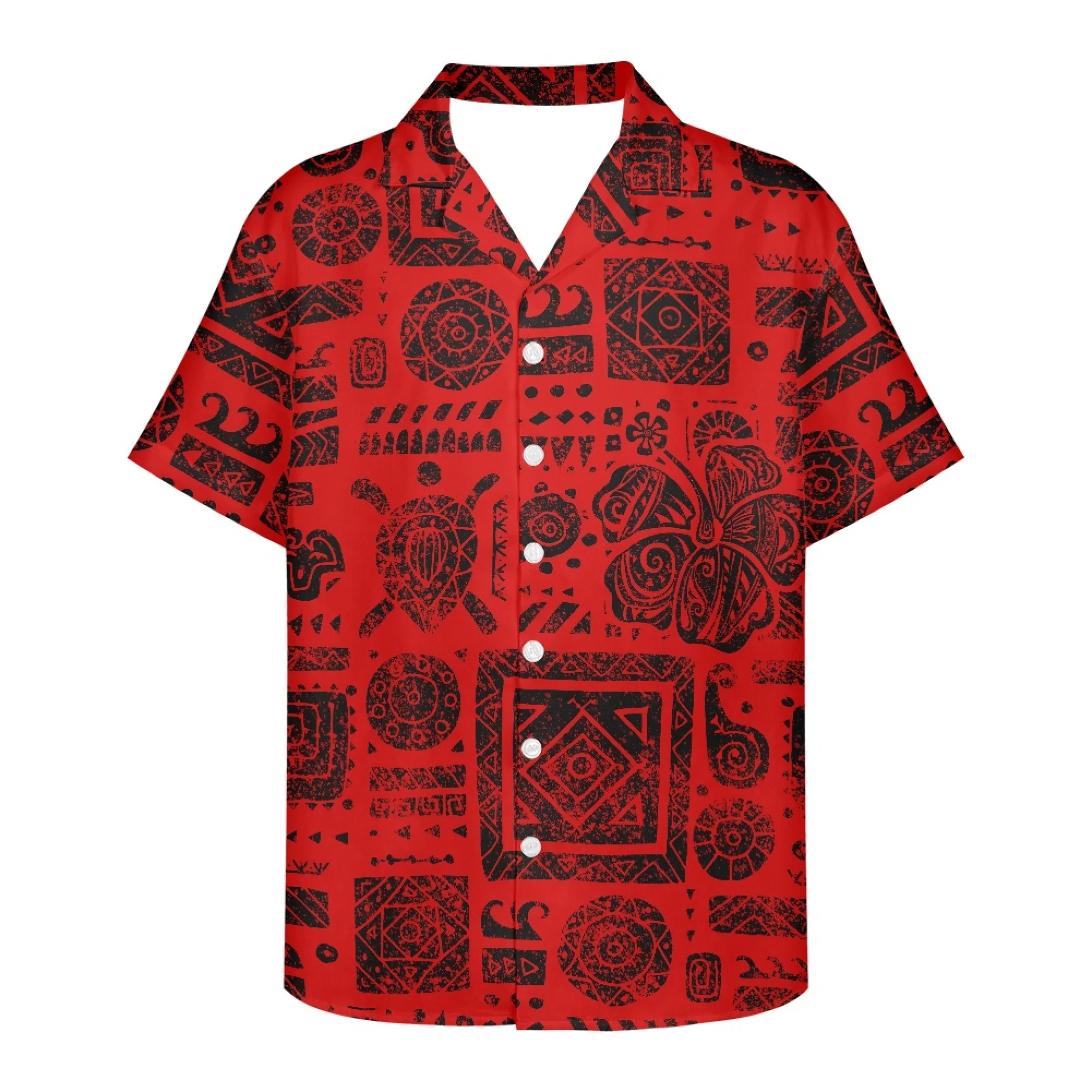 Just Released The New Polynesian Traditional Tribal Print Casual Shirt Lapel Short Sleeve Summer Fashion Trend Men Tattoo