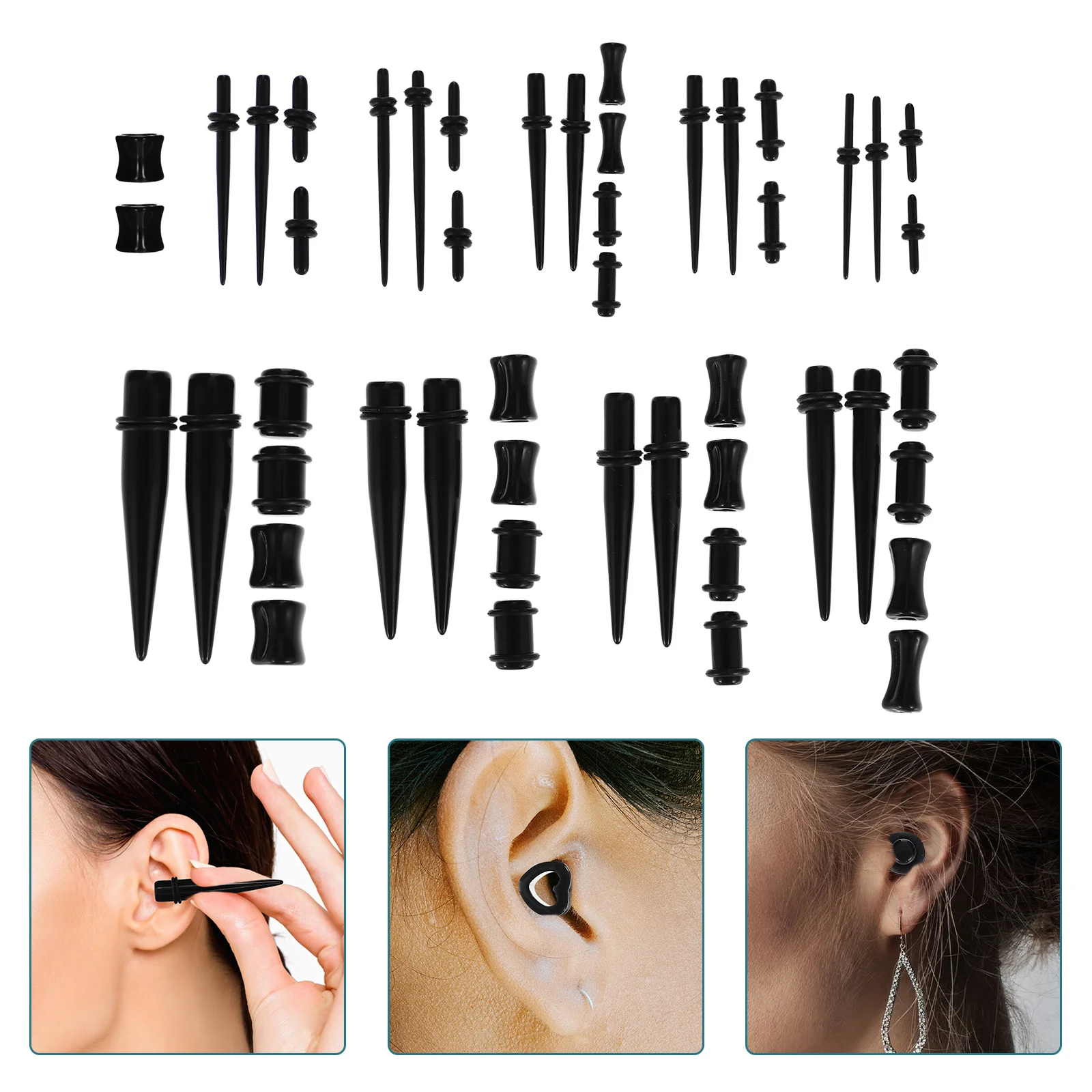 

48Pcs Heart Shaped Earrings Lightweight Allergy Free 14g-00g Ear Gauges Stretcher Set Ear Gauges Gauge Earrings