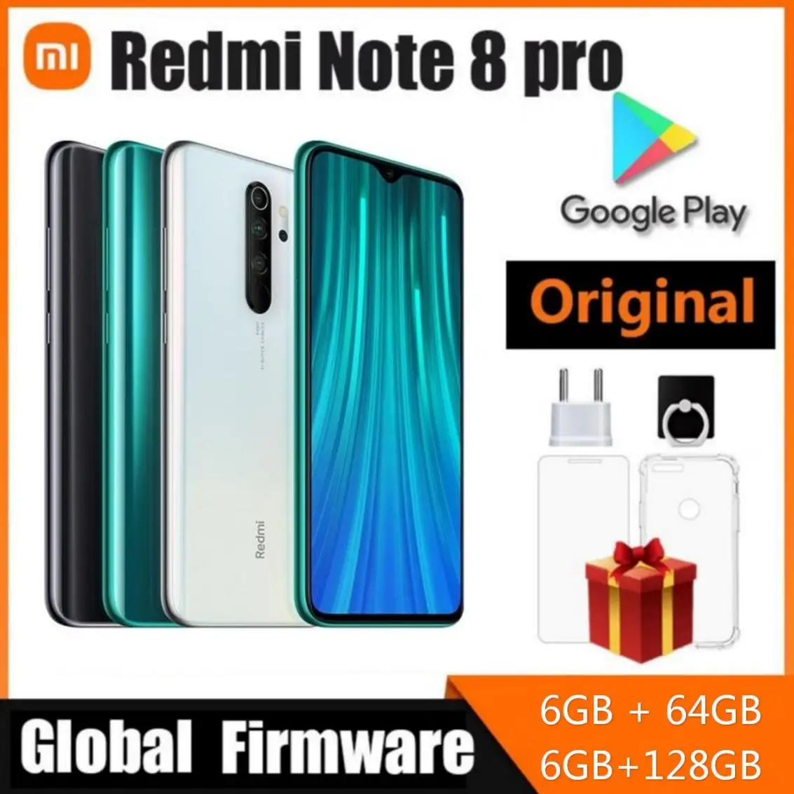 4G Smartphone Xiaomi Redmi Note 8 Pro 6GB 64GB/128GB Android Cell Phones Mobil Phone Dual SIM Cellphone Global ROM