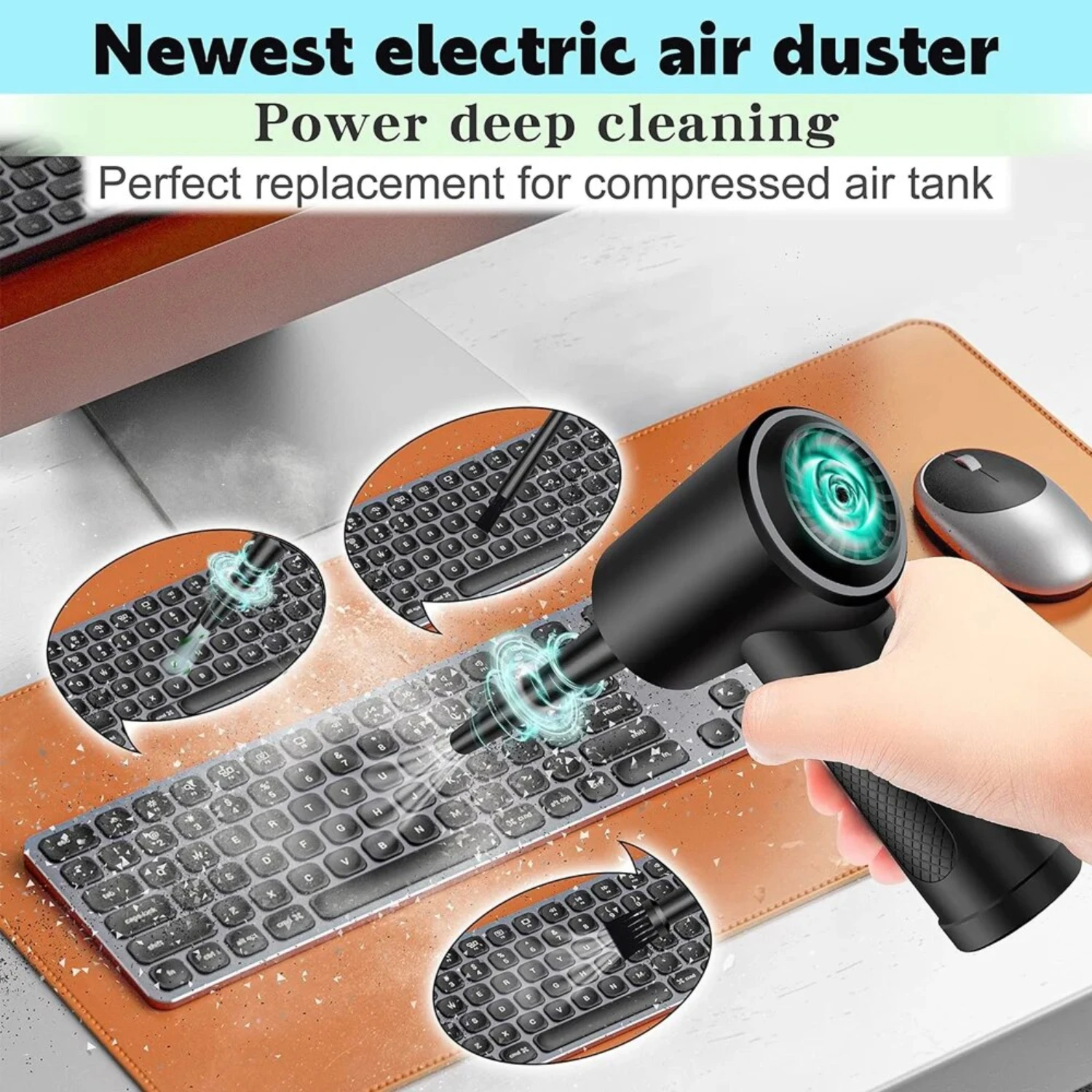 Compressed Air Duster Keyboard Cleaner 51000RPM 3 Speed USB Charging Laptop PC Blower