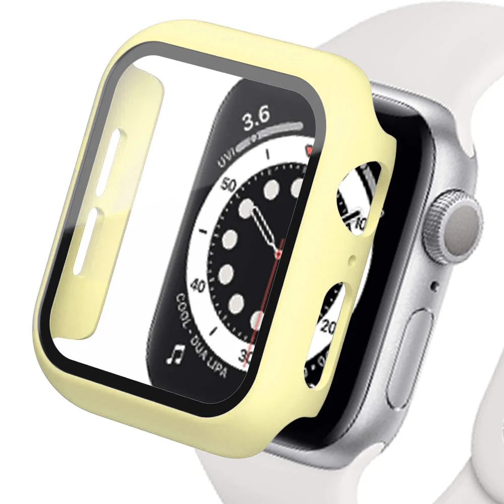 Gehärtetes Glas + Abdeckung für Apple Watch-Zubehör 46 mm 45 mm 41 mm 44 42 mm Displayschutzfolie iwatch-Gehäuse Serie 11 10 9 4 5 6 SE 7 8