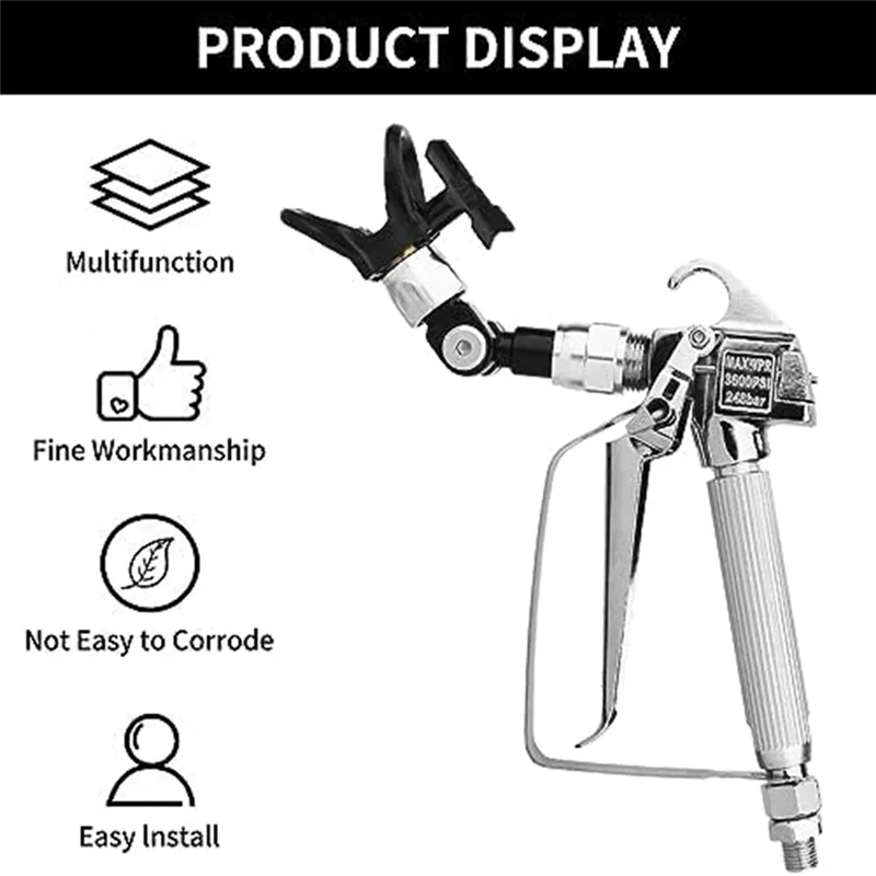 

Airless Spray Gun Universal Swivel Angle 7/8In F-7/8In M Swivel+517 Nozzle And Nozzle Protector Seat,Painting Aid Kit Durable A-