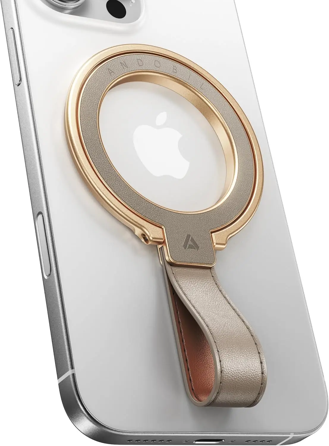 

[2026 Premium Leather] Phone Grip for MagSafe [Longest Durable] Adjustable Phone Ring Kickstand w/Leather Loop Compatible with