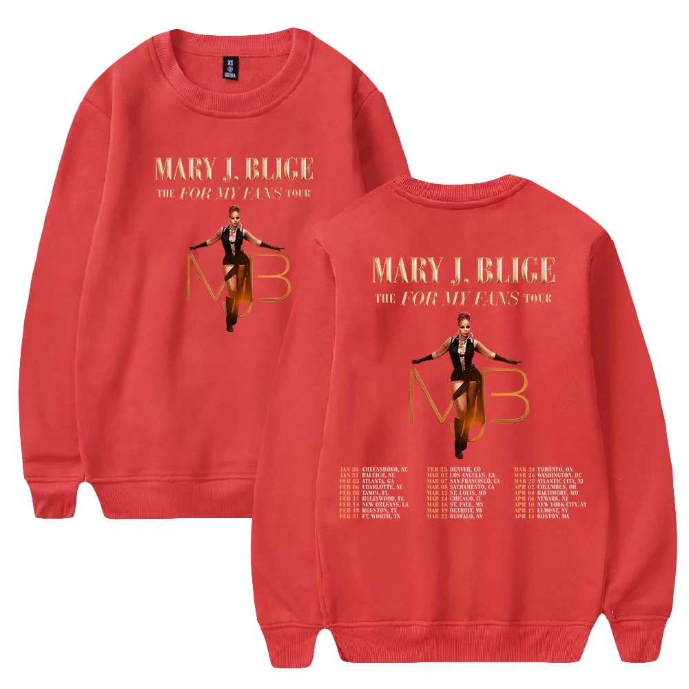 Mary J Blige The For My Fans Tour 2025 Merch Уличная одежда с круглым вырезом и длинными рукавами для мужчин и женщин Толстовка Модные наряды