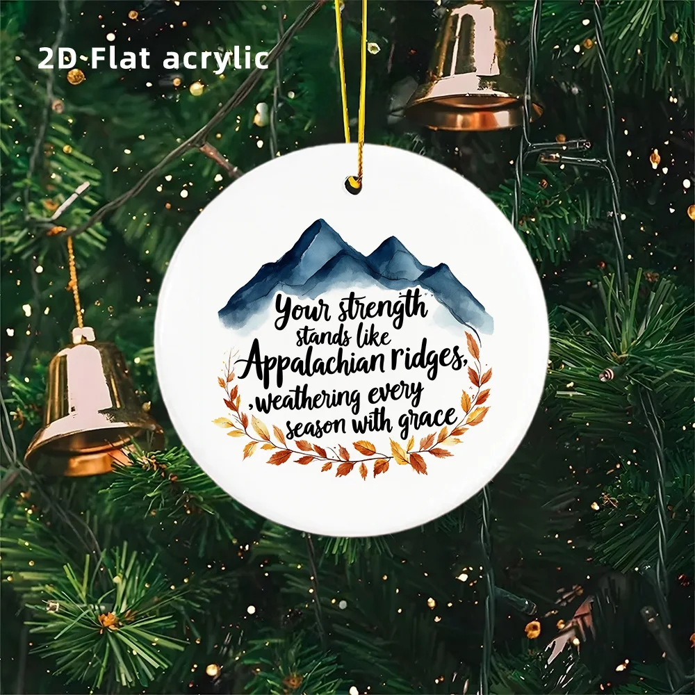 

2D plane, 1 Appalachian Mountains-inspired decoration - Appalachian Ridge ornament with mountain peaks and laurel leaf designs