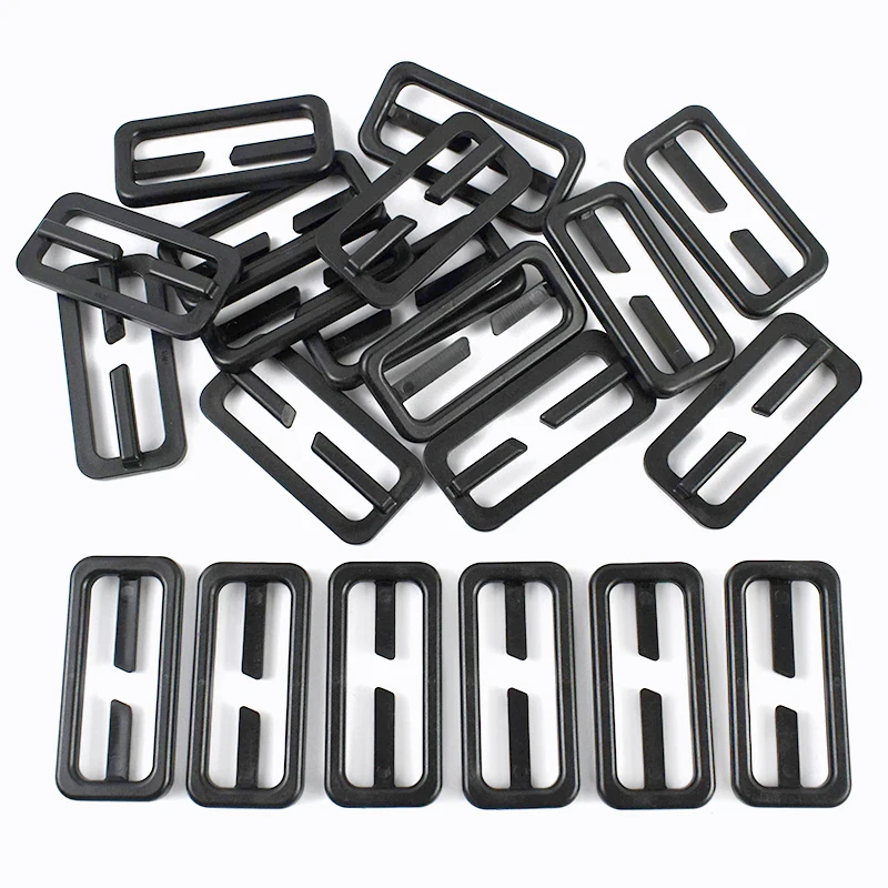 

10-50Pcs 20-50mm Black Plastic Buckle for Bag Strap Tri-glide Slider Webbing Adjust Clasp Pet Collar DIY Bags Sewing Accessories