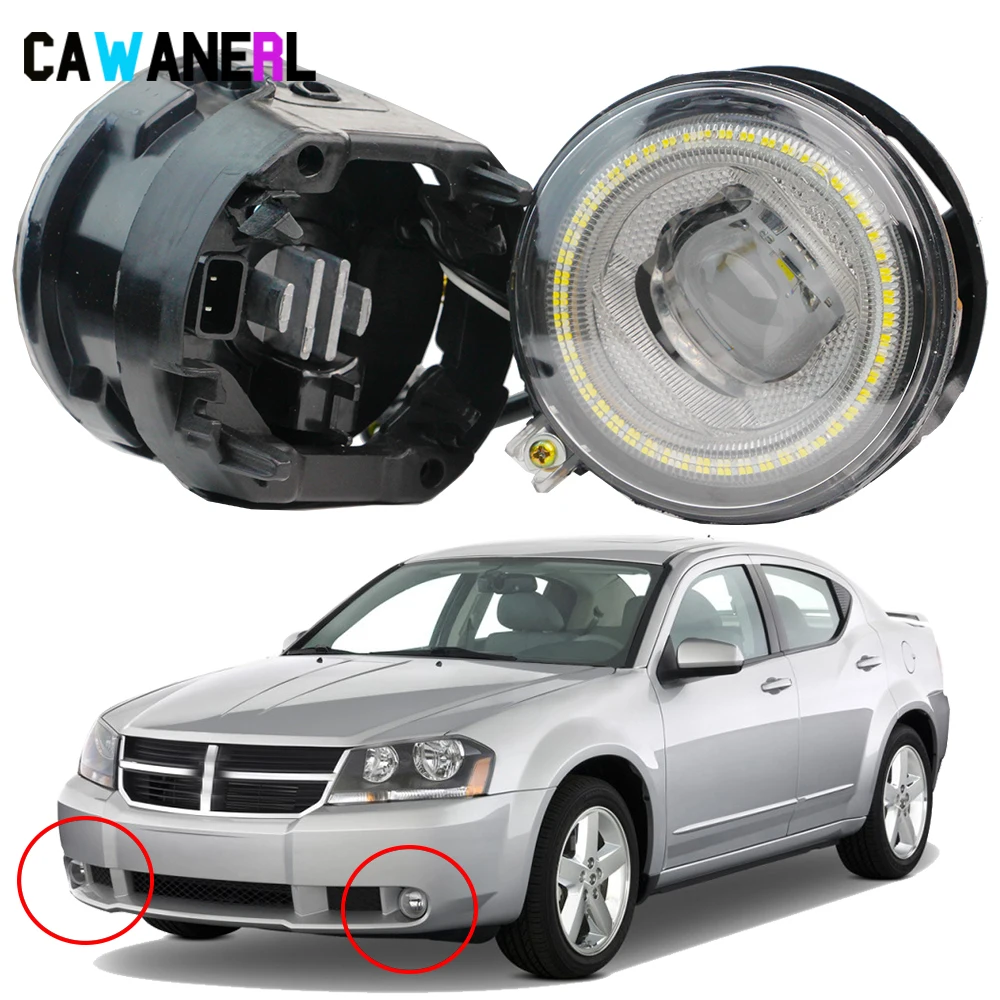 2 Pieces LED Angel Eye Fog Light For Dodge Avenger 2008 2009 2010 9005 H10 Canbus Car Front Fog Daytime Running Lamp DRL