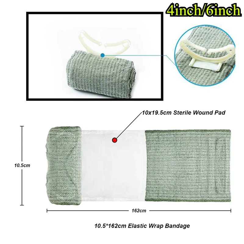 مجموعة الصدمات الطبية 4 بوصة/6 بوصة ضمادة إسرائيلية للإسعافات الأولية في حالات الطوارئ للتخييم في الهواء الطلق والمشي لمسافات طويلة - الحماية الأمنية للعناية بالجروح