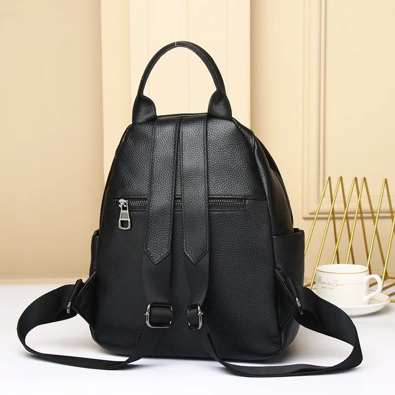 Ransel kulit sapi kualitas terbaik yang modis dan serbaguna, ransel untuk aktivitas sehari-hari bagi wanita, tas sekolah kasual berkapasitas besar