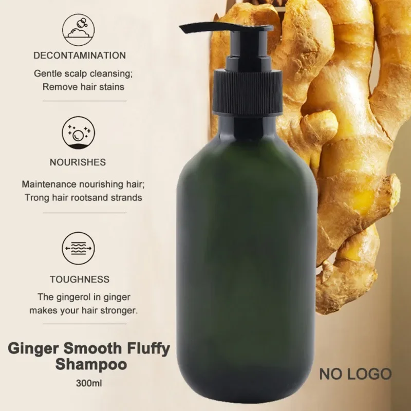 Champú de jengibre con Control de aceite, 300ml, antipeeling, pelo fijo, eliminación de caspa, maquillaje refrescante a granel, personalizado