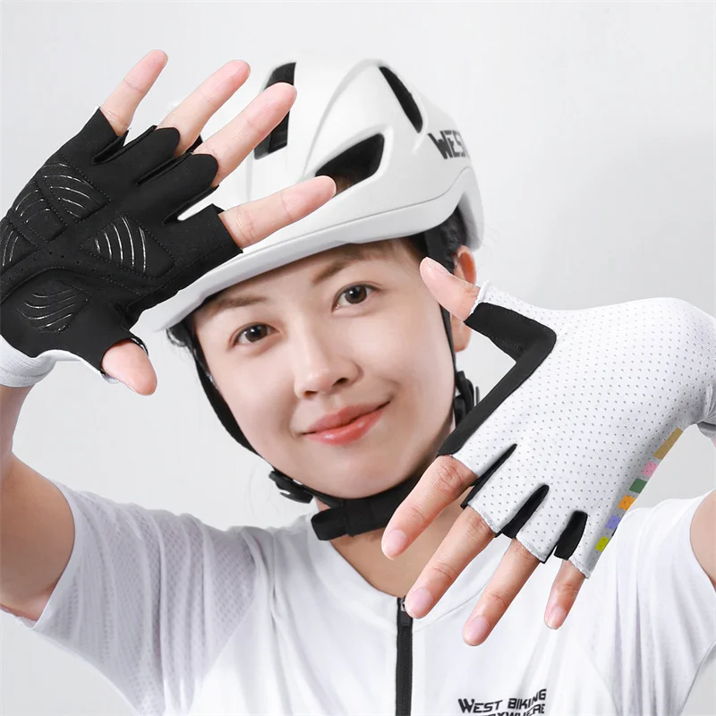 WEST BIKING Bicycle Half-finger Gloves Breathable Non-slip Fingerless Sport Gloves Bike Road Racing Gloves Cycling Equipment