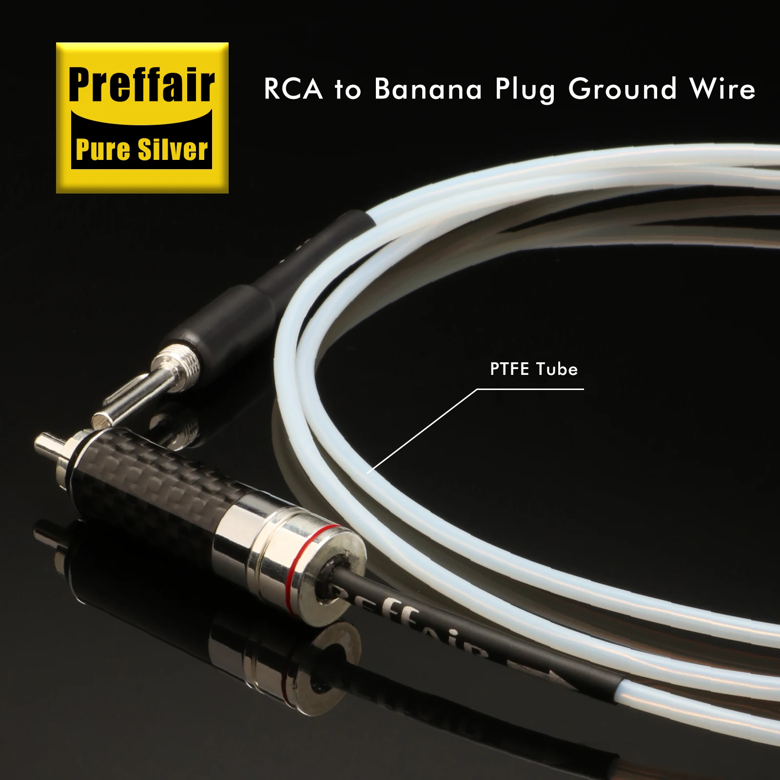 Preffair HIFI Pure Silver Ground Cable - RCA to Banana Turntable Ground Wire for Realistic MCS Phono Vinyl CD Speaker Amplifier