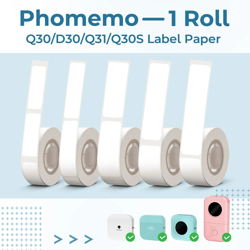 Phomemo-rollo de etiquetas térmicas Q30 D30, cinta adhesiva con nombre, impermeable, resistente al desgarro, precio, papel adhesivo, 1 unidad