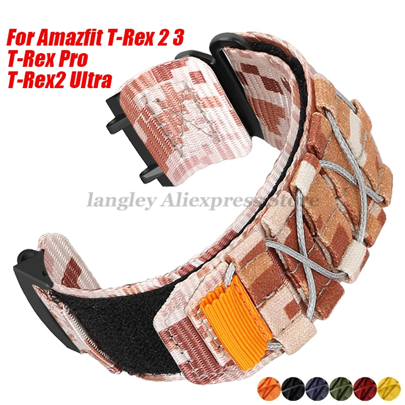 

Камуфляжный нейлоновый ремешок для Huami Amazfit T-rex 2 3 Ultra, браслет для Amazfit T-rex Pro Tyrannosaurus, сменный браслет
