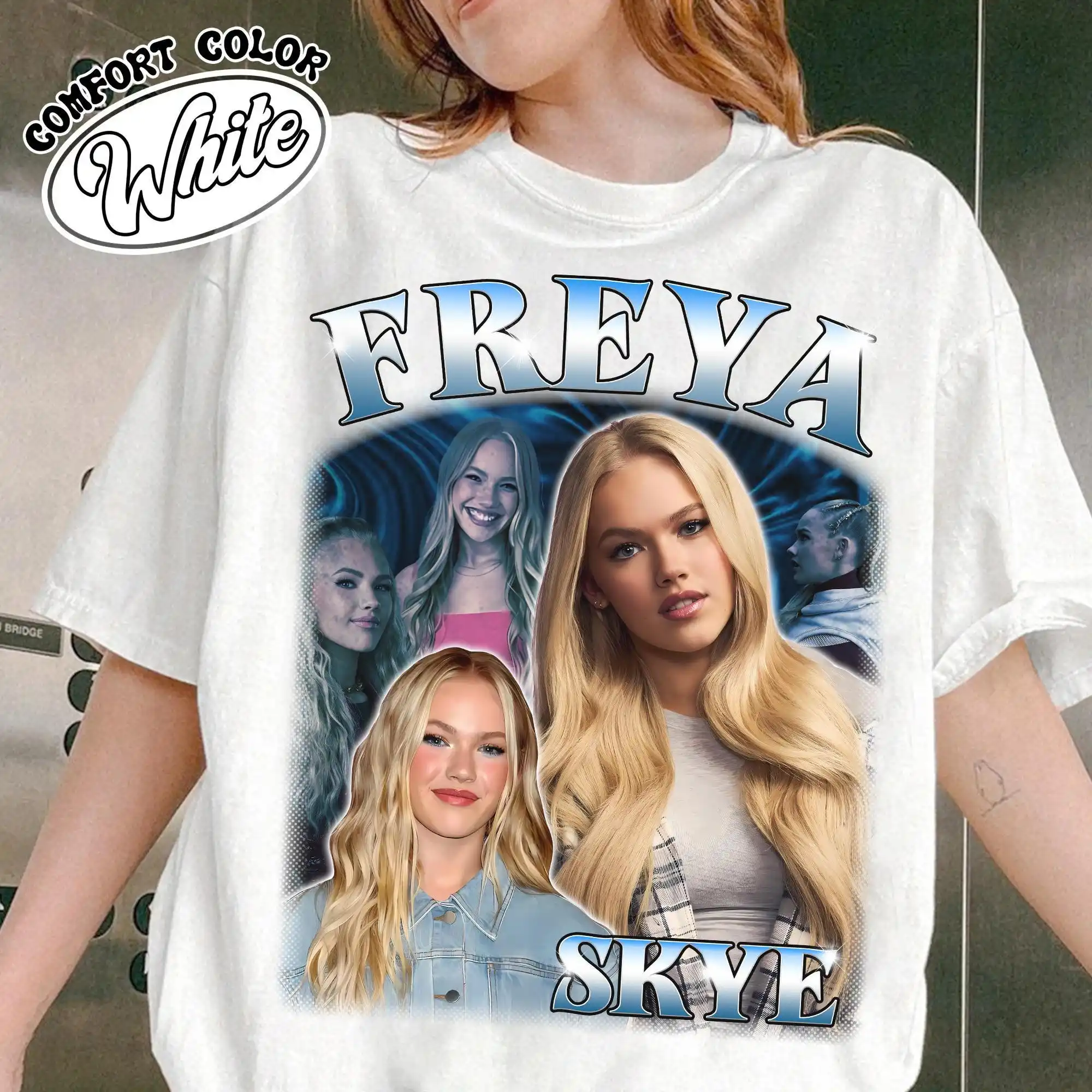 Freya Skye Worlds Collide T-Shirt mit großem Muster, Y2K, universelles Freizeit-T-Shirt für Herren und Damen, Street-Hip-Hop-Kleidung – Detail 4