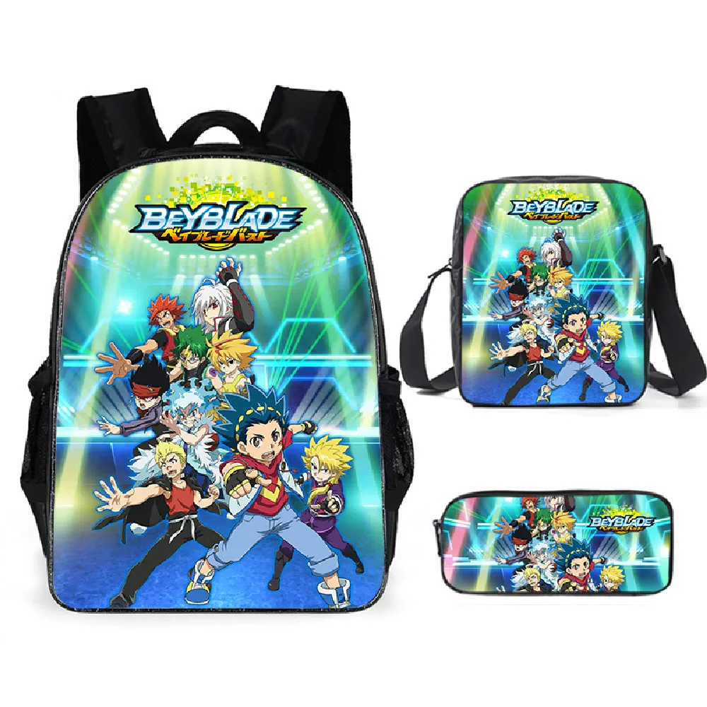 Harajuku Beyblade Burst Evolution 3D Print 3pcs/Set pupil School Bags Laptop Daypack Backpack Inclined shoulder bag Pencil Case