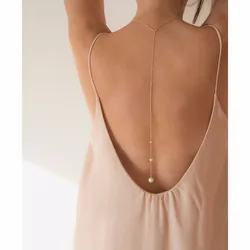 Sexy Pearl Back Chain Dress Body Chain Wedding Outfit for Women Bra Bikini Summer Fashion Beach Accessories Clothing