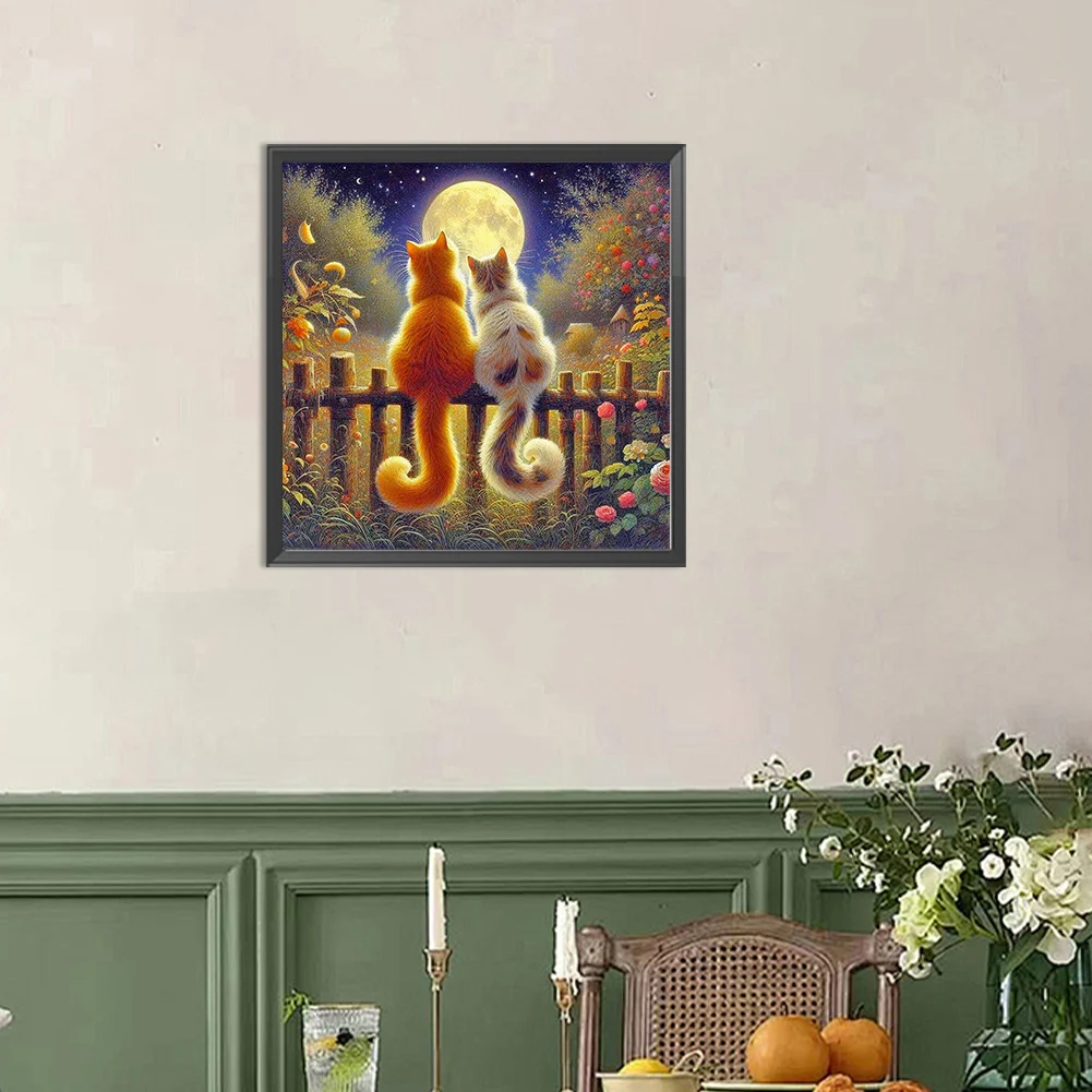 

Cats 5D DIY Full Drill Round Diamond Painting Kit for Home Wall Decor 50x50cm