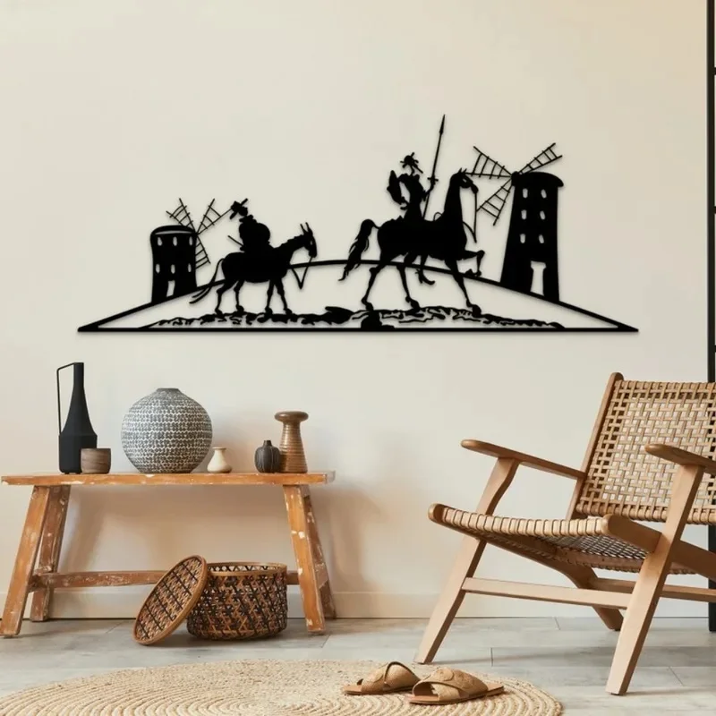 Don Quixote Silhouette Metal Wall Art, Literary Home Decor for Book Lovers, Unique Gift 1pc