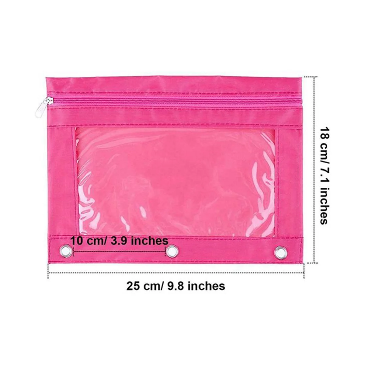 8PCS Three-Hole Large-Capacity Pencil Case File Bag Durable Binder Pouch with Clear Window Yellow