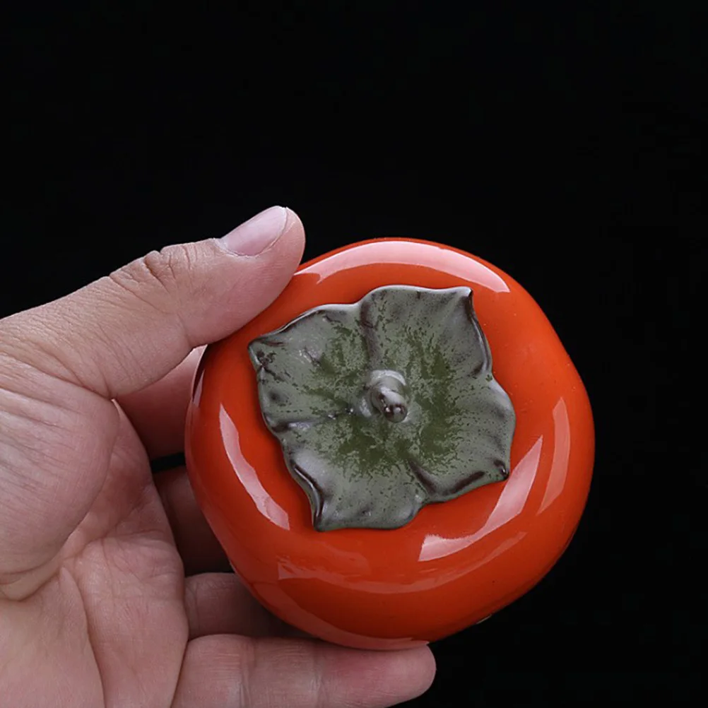 

2Pcs Creative Persimmon Shaped Tea Storage Jar Multipurpose Sealed Canister Household Tea Leaf Organizer Coffee Bean Holder