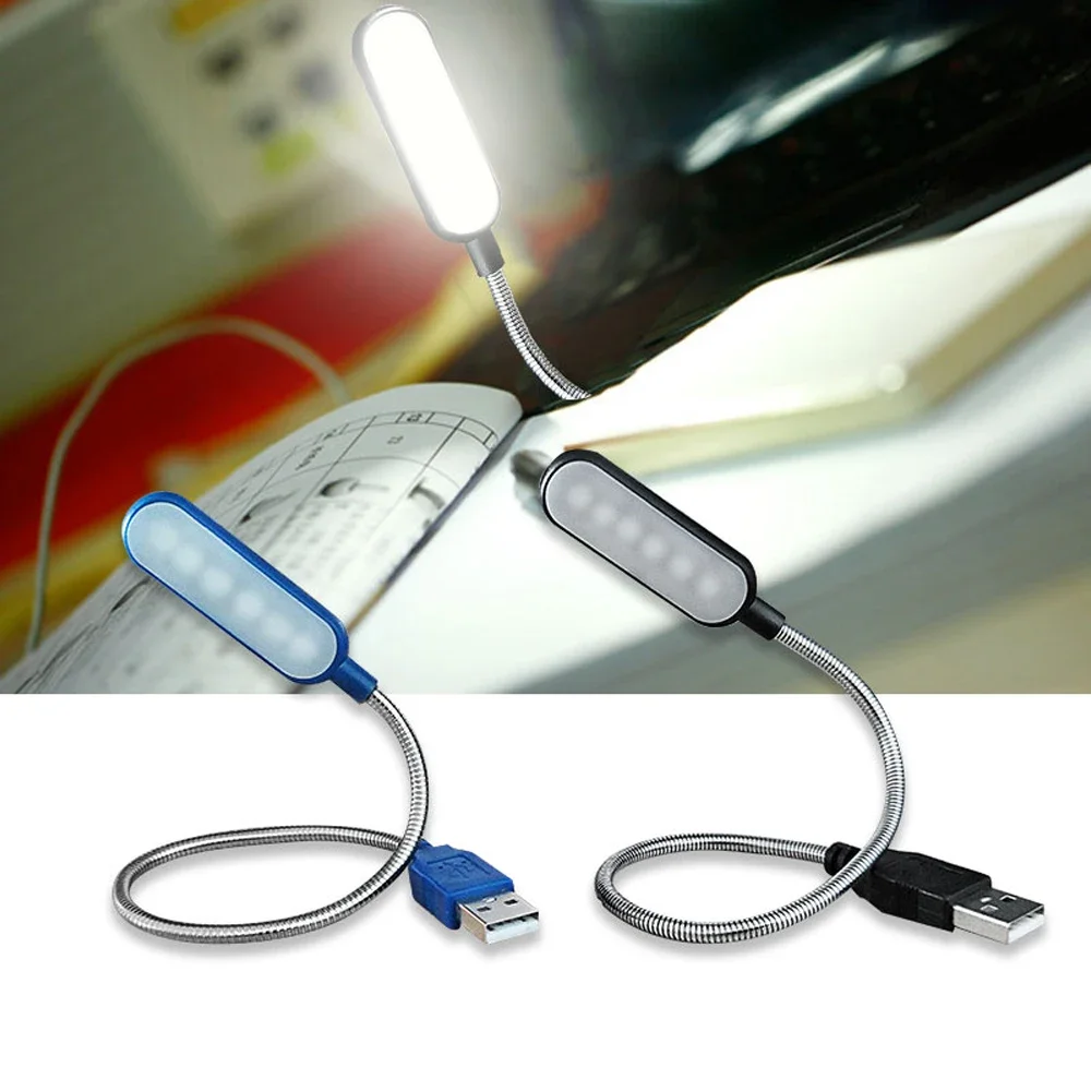 Lampu meja Mini LED USB portabel, lampu baca lampu meja fleksibel 6LED lampu USB untuk Power Bank Laptop Notebook PC komputer