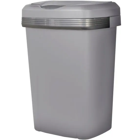 

Kitchen Trash Can, 12.1 Gallon Plastic Touch Top Garbage Bin with Push Button Lid, Gray