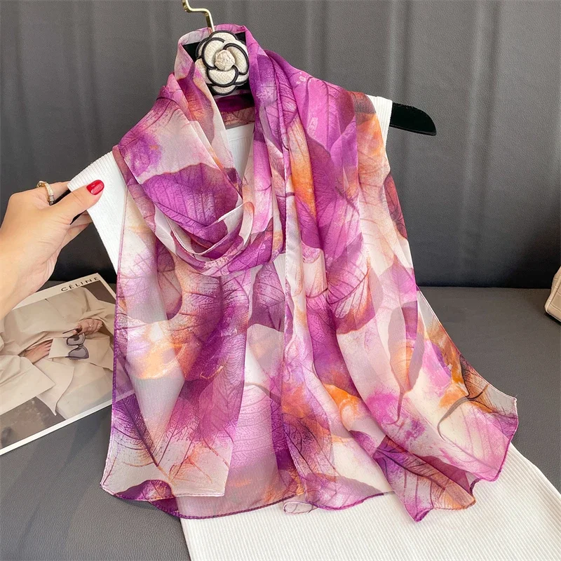 

Luxury Brand Women Beach Scarf Georgette Silk Shawls Design Print Headband Female Summer Headband Wraps Sunscreen Hijab 2023