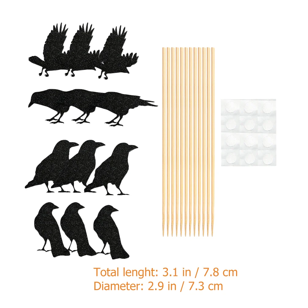 24 Pcs Crow Cake Inserting Card Cupcake Toppers Cards Cakes Bats Toothpicks Halloween DIY Decor