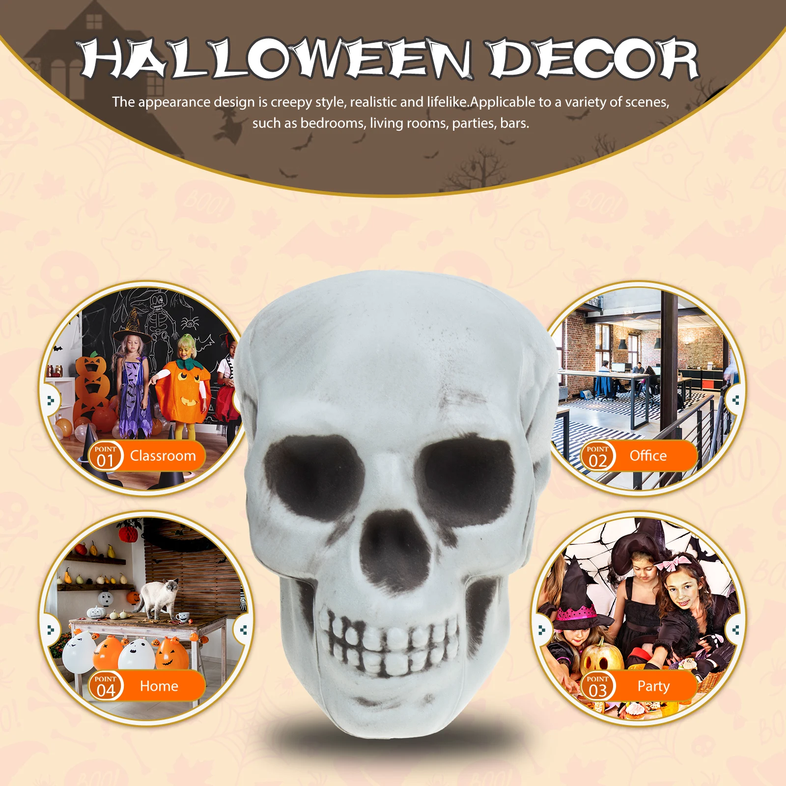 

8pcs Halloween Skull s Small Plastic Head Decor Simulation Scary Skulls Party Supplies Home Haunted House