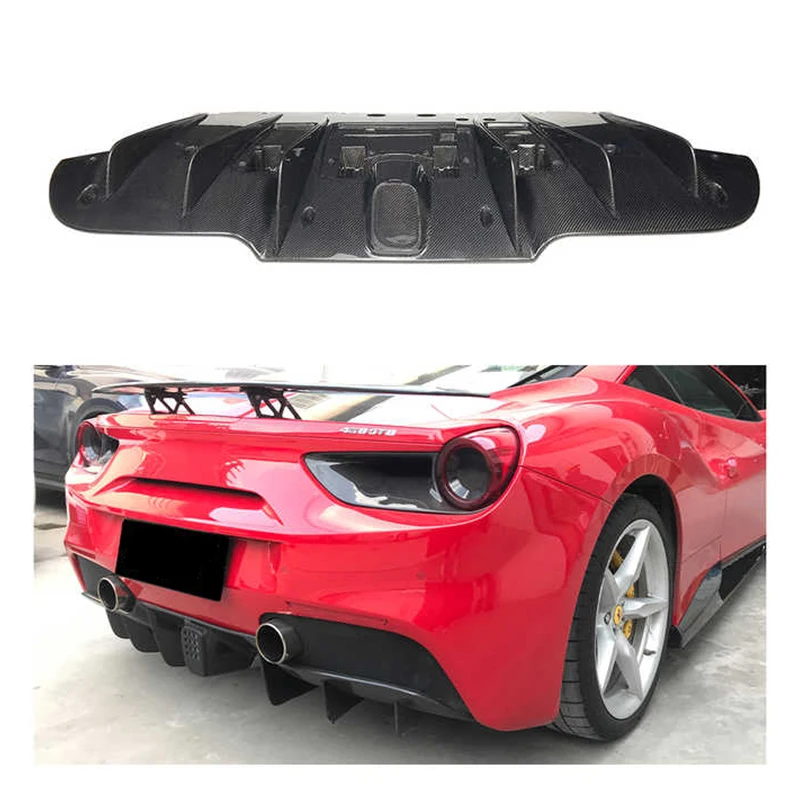 

488 GTB N Style Dry Carbon Fiber Rear Bodykit Car Accessories Lip Diffuser Spoiler Splitter for Ferrari 488 GTB
