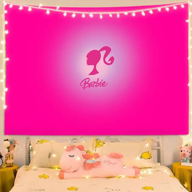 Cartoon Kawaii Barbie Room Background Cloth Poster Wall Cloth Tapestry Wall Hanging Wall Rugs Dorm Decor Blanket Girl Gift