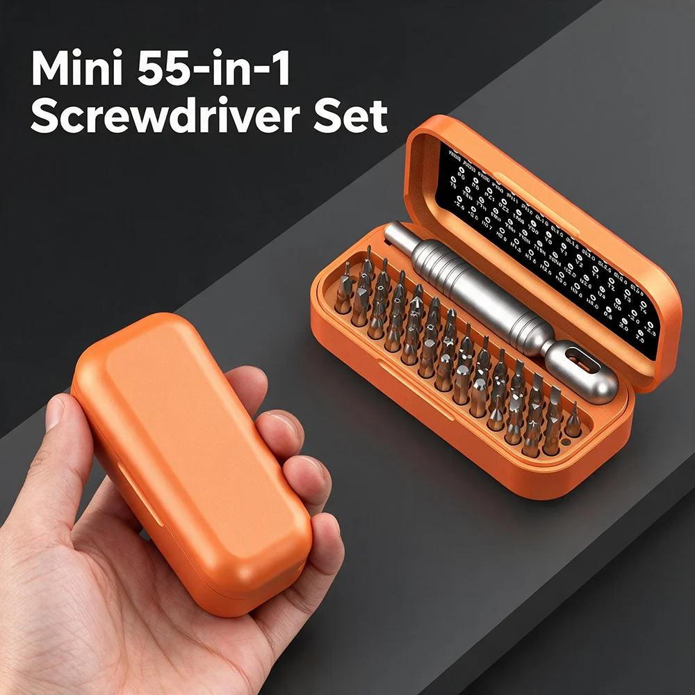 55PCS Mini Precision Screwdriver Set CRV Magnetic Bits Repair Kit for Smartphone Laptop Watch Game Console Electronics Tools