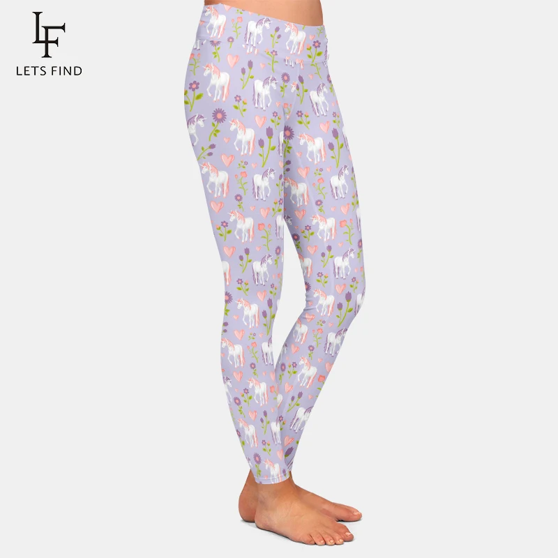 LETSFIND Super Soft Women Fitness Pants 3D Horse Pattern  Print Unicorn High Waist Girl Sexy Soft Slim Skinny Stretch Leggings