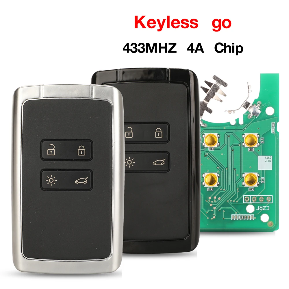 jingyuqin Keyless Go Entry Key 4BTN 434MHZ Hitag AES 4A PCF7953M Remote Car Key For Renault Megane 4 Talisman Kadjar Espace 5