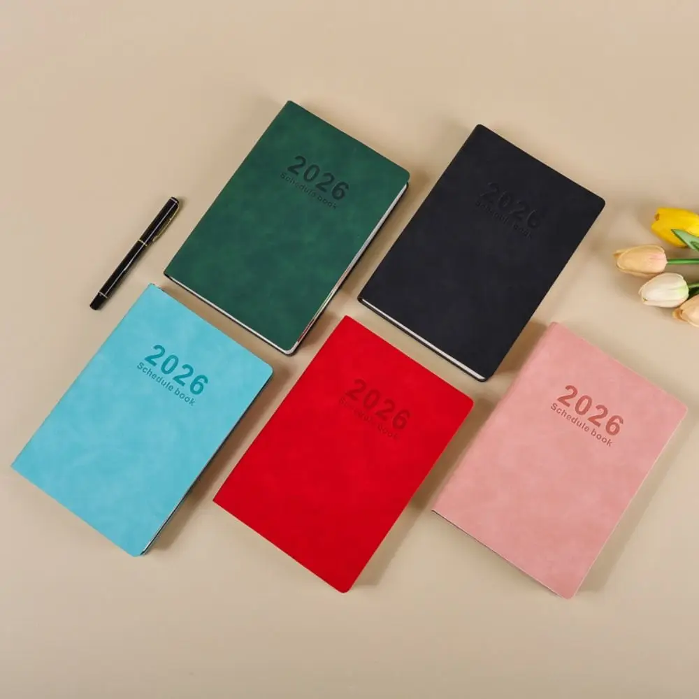 ภาษาอังกฤษ 2026 Schedule Planner Notepad 12 เดือนสวมใส่ 365 วันประสิทธิภาพโน้ตบุ๊คกระดาษหนาแบบพกพา