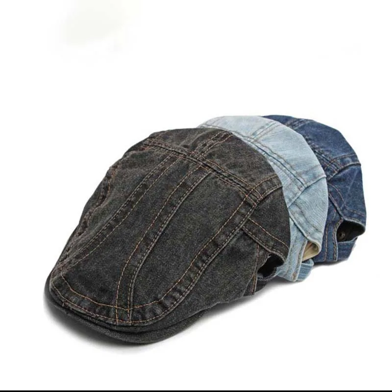 

New Denim Men Women Forward Hat Retro England Painter Cap Fashion British Style ladies' Jeans Beret Cap Outdoor Casual DAD Cap