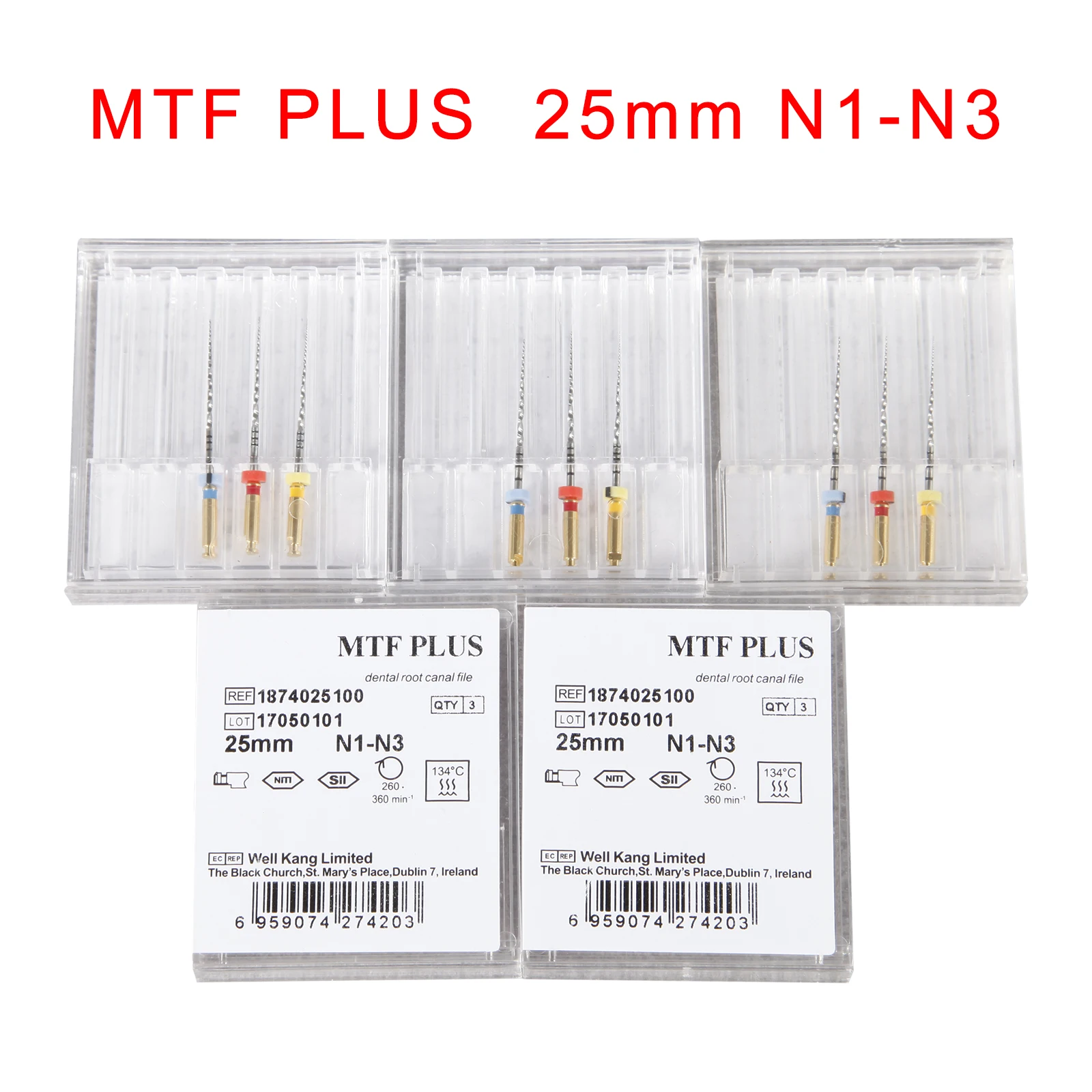 5Packs/15pcs Dental Endodontic NiTi MTF Tips Files 25mm for Engine Use N1-N3