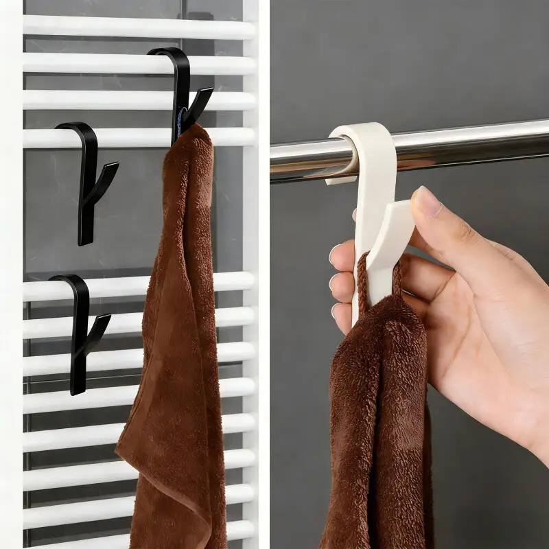 10-30pcs Kitchen Bathroom Hanger Clips Storage Racks Hanger Heated Towel Radiator Rail Clothes Scarf Hanger Hooks Holder