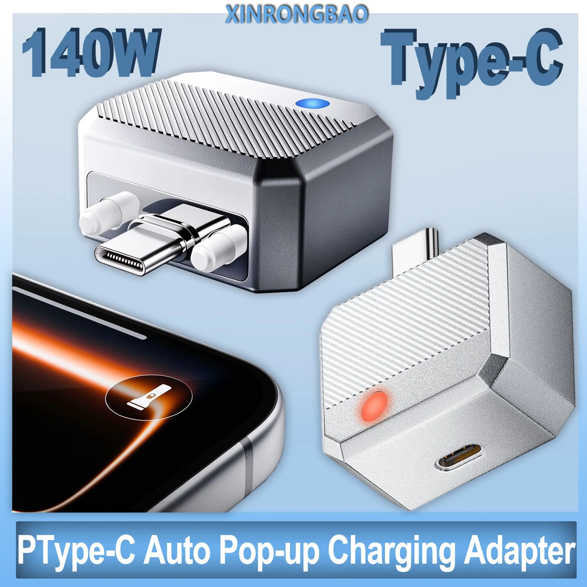 140w PD Type-C Auto Eject Charging Adapter Smart Overcharge Guard Auto Disconnect Full Charge Data Sync Cell Phone Laptop Tablet