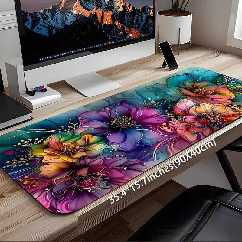Floral Large Gaming Mouse Pad Non-Slip Rubber Keyboard Mat Aesthetic Desktop Protector for PC